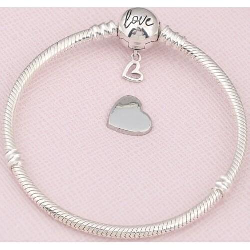 Original Moments Snake Link With Freehand Heart Clasp Bracelet Fit 925 Sterling Silver Bead Charm Bangle Diy Pandora Jewelry