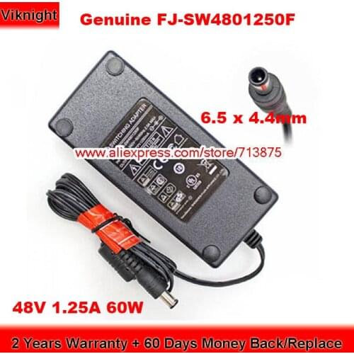 Genuine FJ-SW4801250F Switching Adapter 48V 1.25A 60W Charger with 6.5 x 4.4mm Plug Power Supply