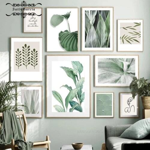 Green Plant Leaf Poster Wall Art Canvas Interior Painting Scandinavian Fresh Picture Print Nordic Poster for Home Decor Design