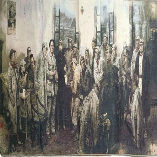 Embroidery Chairman Mao discussed things with the people, woven embroidery