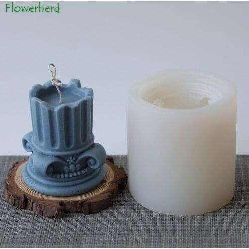 Roman Column Candle Mold Silicone Retro European Style Home Furnishing Aromatherapy DIY Candle Molds for Candle Making