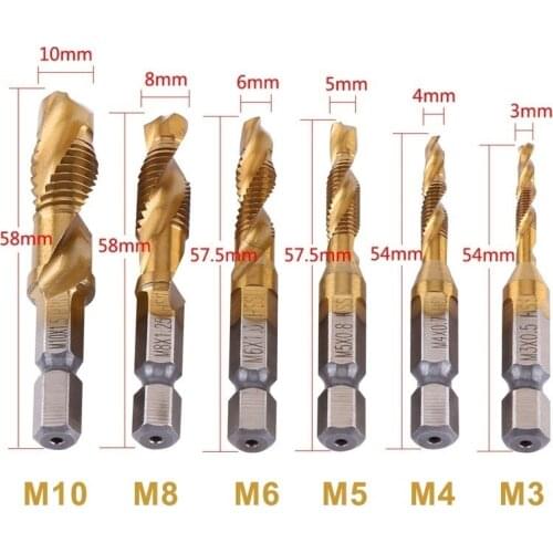 Hex Shank Drill Bit HSS Screw Tap Drill Bits Size M3 M4 M5 M6 M8 M10 Metric Composite Tap Drills