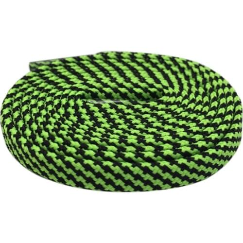 7mm Premium Black-Green Striped Flat Polyester Shoelaces For Boots lacet Casual Canvas Sneaker Easy Shoe Cordons