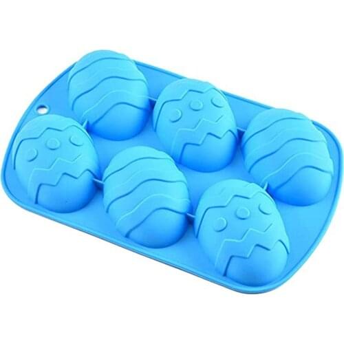 2 Color 6-grid Egg Silicone Chocolate Mold Large Easter Egg Rabbit Mold For Cocoa Bombs & Breakable Egg Chocolate Shells