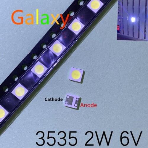 100PCS 2W 6V 3535 TV Backlight LED SMD Diodes Cool White LCD TV Backlight Televisao TV Backlit Diod Lamp Repair Application