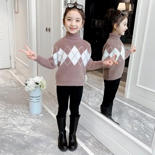 Girl Sweater Kids Baby Outwear Tops 2021 Elegant Fleece Thicken Warm Winter Autumn Knitting Flexible Children Clothing