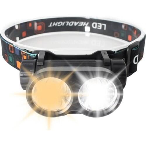 Waterproof Adjustable USB Charging Night Fishing Headlight Yellow White-Light Flashlight Head lamp light for Fishing Hunting