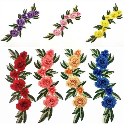 Water soluble Long Floral Lace Embroidery Applique Patches Lace Trimming for Clothes Dress DIY Craft Sewing Accessories