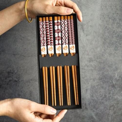 5 Pairs Japanese Chopstick Environmental Friendly Food Sticks Natural Bamboo Eating Chopsticks Reusable Tableware Sushi Chop