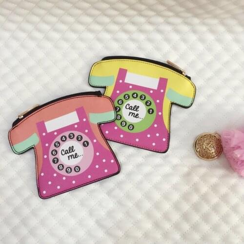 2017 phone shape bag funny bag womens leather handbags telephone shaped brand designer cute coin bags mini clutch bags