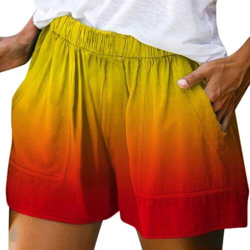 Plus Size Women Shorts Cool Fashion Retro Wide Leg Gradient Chic Short Pants Streetwear Loose Slant Pockets Summer Pants D30