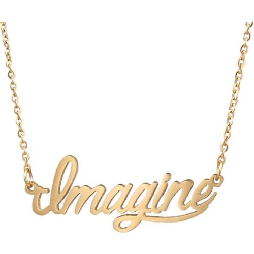 Imagine Name Necklace Personalised Stainless Steel Women Choker 18k Gold Plated Alphabet Letter Pendant Jewelry Friends Gift