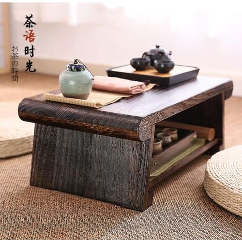 Neoclassical Japanese-style Folding coffee table Paulownia wood Tea table Floating Window Table Small Tea Tatami Table Household