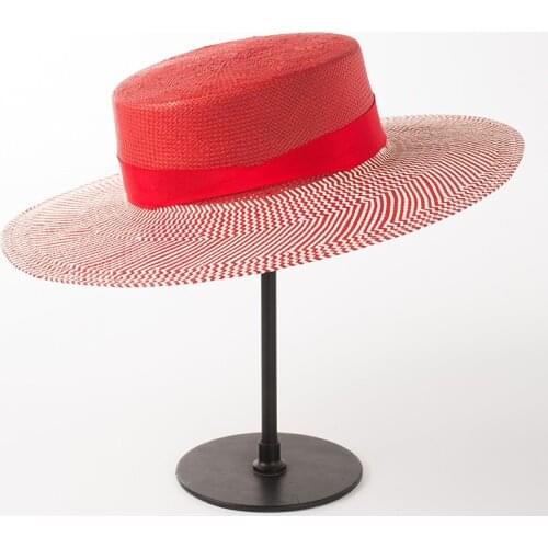 01812-HH7171 summer natural handmade paper Color stitching Designer style leisure lady fedoras cap MEN women PANAMA hat