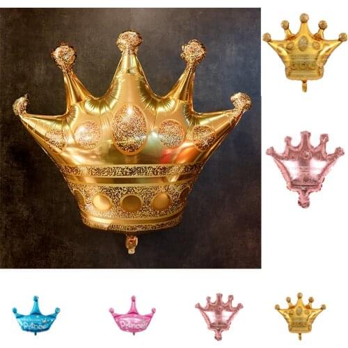 1pc large rose gold pink blue Noble Crown foil Balloons king queen Princess Birthday Party decoration Supplies Kids Toys