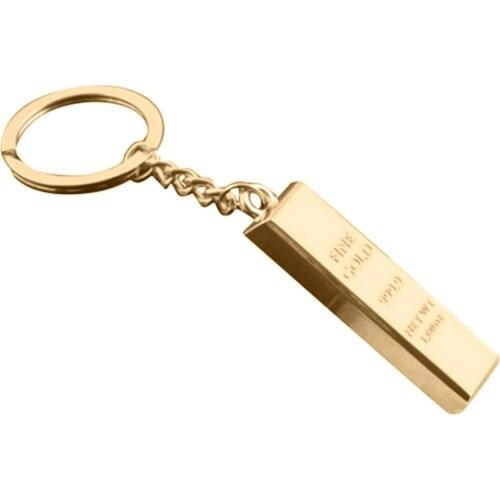 1PC Fashion Metal Faux Gold Bar Ingot Bullion shape Keychain Keyring Keyfob Multi-decor chain Polished car keyring Car decor