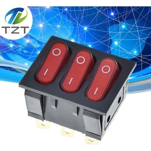 1PCS On-Off KCD3 9Pin Red 16A/250V AC Light Boat Car Rocker Switch KCD3 Triple Light Switch Button KCD3-303