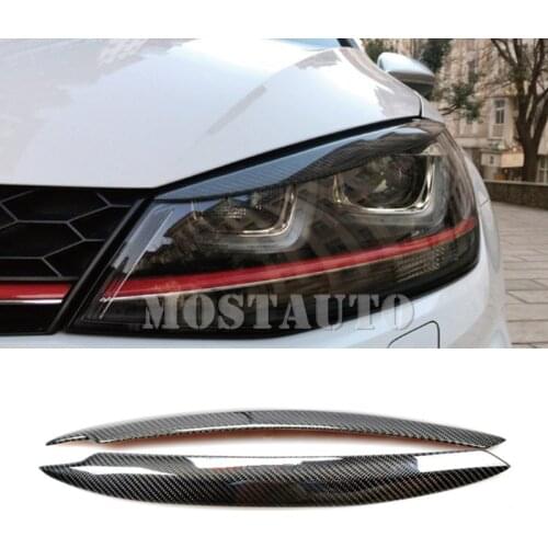 For Volkswagen Golf 7 GTD Mk7 Carbon Fiber Headlight Eye Lid Eyebrow Cover 2013-2018 2pcs Car Accessories Interior Car Decor