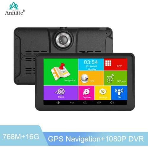 Android 7 inch GPS navigation 768MB+16GB HD 1080P Video Recorder Parking Monitor with Free maps Support multiple map languages