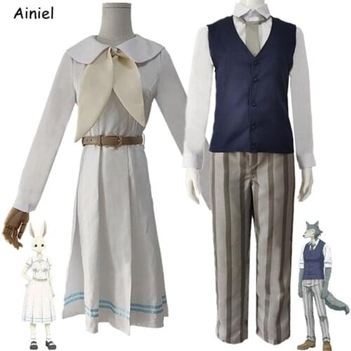 Anime Beastars Haru Costume Dress Disfraz Women Suit Tops Shoes School Uniform Legoshi Shirt Vest Pants Halloween Cosplay Wig