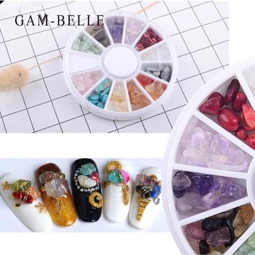 GAM-BELLE Irregular Nail Rhinestones 12 Colors 3D Natural Stone Christmas Nail Art Decoration Accessories DIY Manicure Tools
