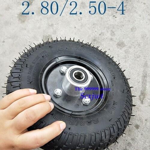 Free Shipping Good Reputation 2.80/2.50-4 Tyre and Inner with Wheel Hub Tube Fits Gas or Electric Scooter,ATV Mobility Scoote