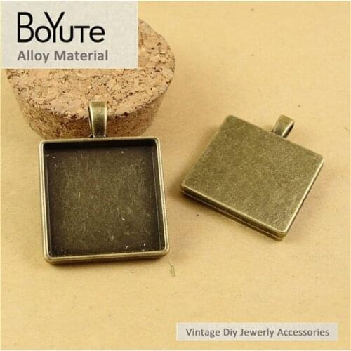BoYuTe (40 Pieces/Lot) 20MM Cabochon Bese Antique Bronze Plated Metal Square Blank Pendant Bezel Diy Jewelry Accessories Parts