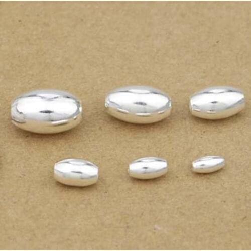 925 Sterling Silver Jewelry 3-8mm Loose Olive Beads Rice Beads DIY Bracelet Making Accessories Wholesale