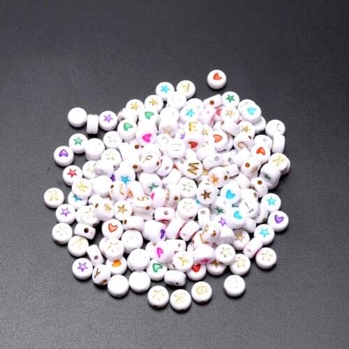 Wholesale 400pcs 7mm Mixed Flat heart Round Loose Beads, Acrylic Spacer Beads For Jewelry Making KL307