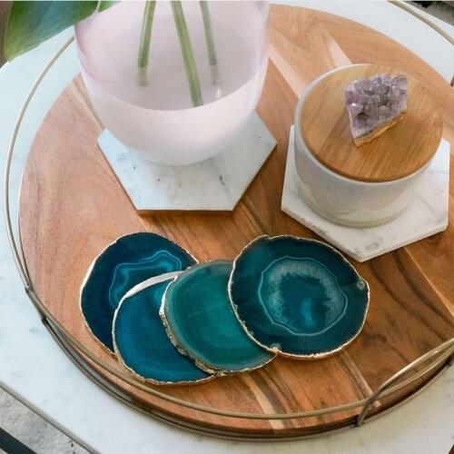 Agate slice tea cup decoration tray design stone coaster Phnom Penh decorative gem coaster special offer