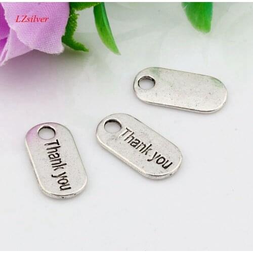 Cheap Sale 100Pcs Zinc Alloy "Thank You" Brand Charms Pendants 9mmx18mm a0601