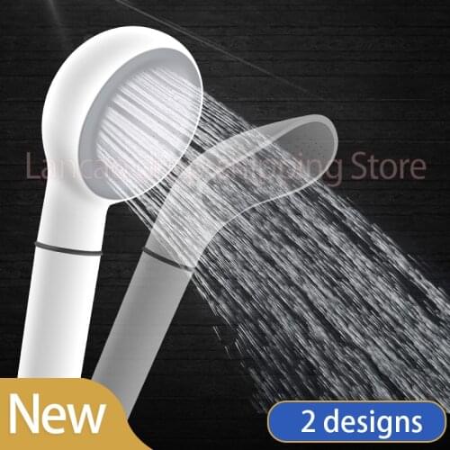 2 Designs White Round/Bar Shape Hand Held Shower Head High Pressure Rain Shower Sprayer Set Water Saving New Design
