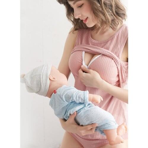 Maternity Tee Vest Pregnant Women Suspender Bra Elasticity Cotton T-Shirt Postpartum Nursing Thin Pajamas Breastfeeding Clothes