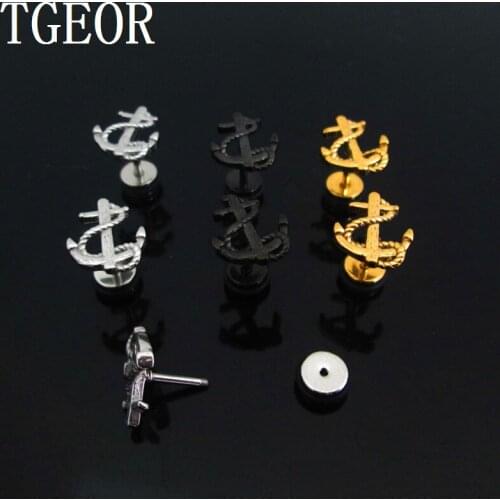 HOT illusion cheaters earring 1 pair 1.2*6*6/(10*12)mm Stainless Steel anchor ear piercing fake plugs