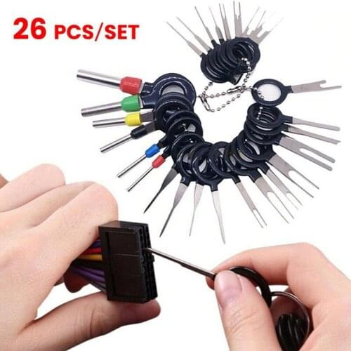 26Pcs/1Set Car Terminal Removal Tool Repair Tool Wire Automotive Plug Connector Extractor Puller Release Pin Extractor Kit