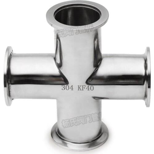 KF-10/16/25/40/50 Vacuum Tri Clamp Cross 4 Ways SUS304 Stainless Sanitary Pipe Fitting Beer Brewing Diary Product