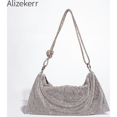 Knot Handle Rhinestones Evening Clutch Bag 2021 Crystal Diamonds Dinner Party Wedding Purses And Handbag Luxury Designer Fashion