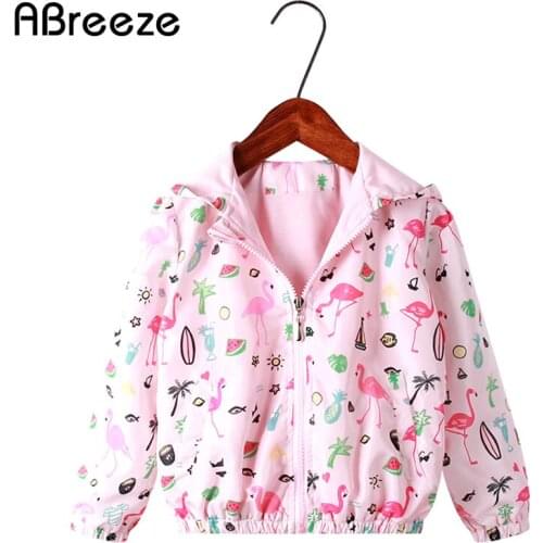 2020 spring summer girls tops clothing 2Y 4Y 8Y bird print jackets for girls novelty hooded outerwear & coats child girls