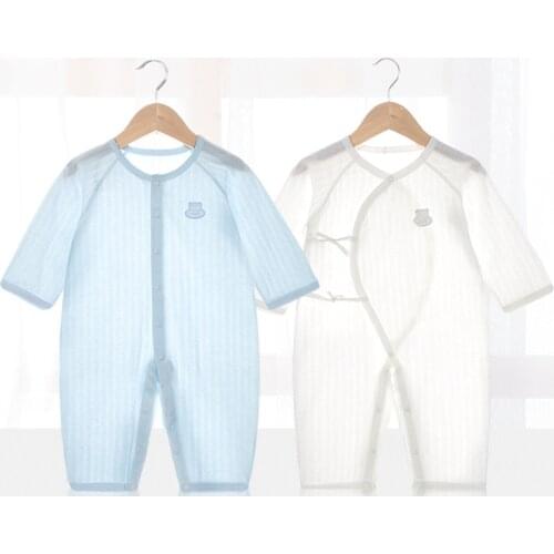 Baby Thin Summer Jumpsuit Clothes Short Sleeve Romper Boy Newborn Solid Girl Sleep Gown Infant Organic Cotton Rompers