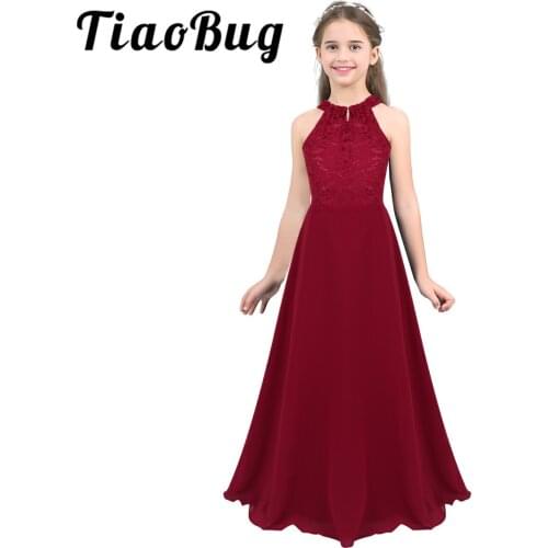 Flower Girls Birthday Embroidery Lace Princess Gowns Dress Elegant Girls Wedding Long Floral Lace First Communion Party Dress