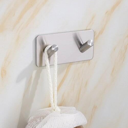 304 Stainless Steel Robe Hook Wall Mounted Rustproof 2 Hooks for Bathroom Kitchen Washroom Shower Ball Clothes Towel Key Hanger
