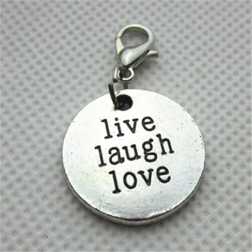 Hot Selling 20pcs/lot Live Laugh Life Dangle Charms Lobster Clasp Charms DIY Bracelet&Bangles Jewelry Accessory Hanging Charms