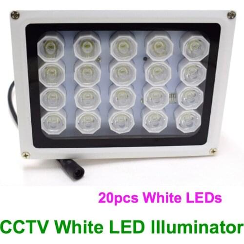 Lihmsek 20pcs White LEDs CCTV Illuminator Lamp Night Vision White Color Aluminum body Waterproof Housing External for CCTV