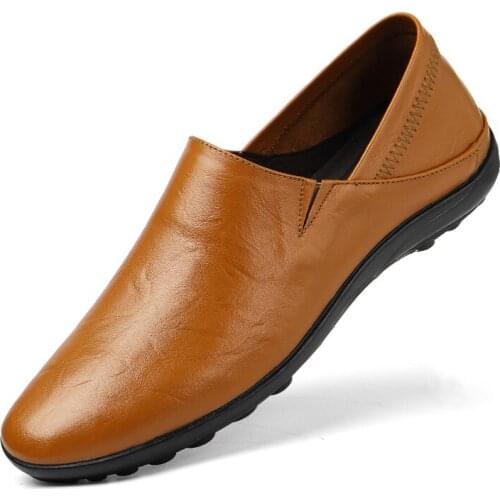 Men Casual Shoes Summer New Genuine Leather Men Loafers Moccasins Slip On Mens Flats Breathable Male Driving Shoes