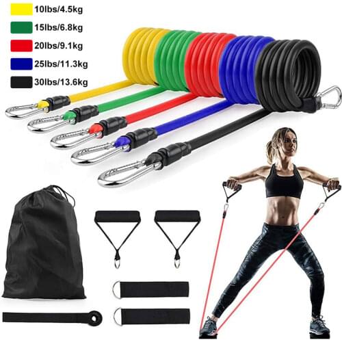 11 PC resistance bands set Elastic bands fitness body building yoga pull rope Gym equipment for home workout resistance rubber