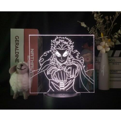 3D LED Night Light Demon Slayer Rengoku Kyoujurou Bedside Lamp RGB Colors Toys Holida Birthday Anime Teenagers Gift Nightlight