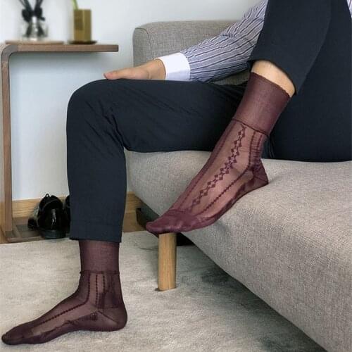 Classic Men Socks Fetish Foot Worship Nylon Fashion Lingerie Lace Patterns lovely Adorable Socks For Man