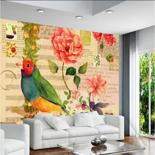 3d Wallpapers American Vintage Garden Flowers and Birds Wall Paper Photo Wallpaper for Living Room Thicken Mural Wallpaper