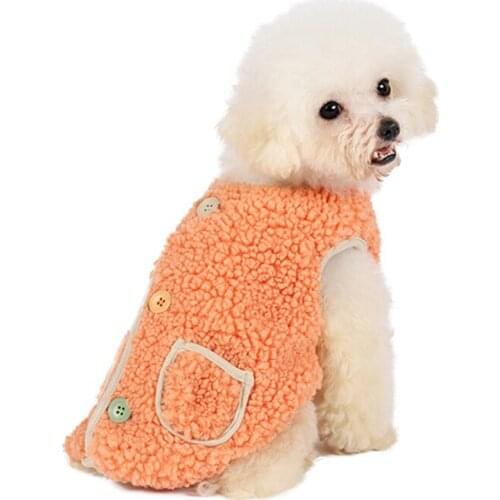 LeChong Pet Dog Clothes Winter Warm Dog Vest Plush Cute Dog With Pocket Vest Suitable For Puppy Sweater Pet Supplies