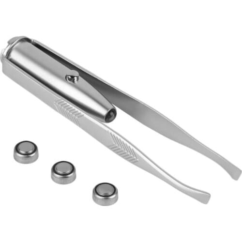 High Quality Smart Design Eyebrow Hair Removal Tweezer Remover Creative Makeup Hand Tools With LED Light Batteries Included